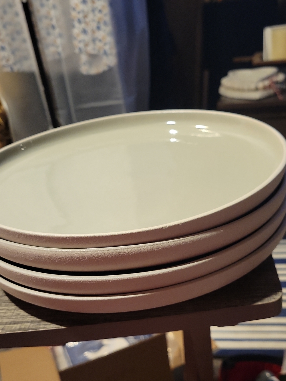 Bico Italy Stonewear Reactive Glaze Heavy Duty Dinner Plates,Set Of 4,NWOT